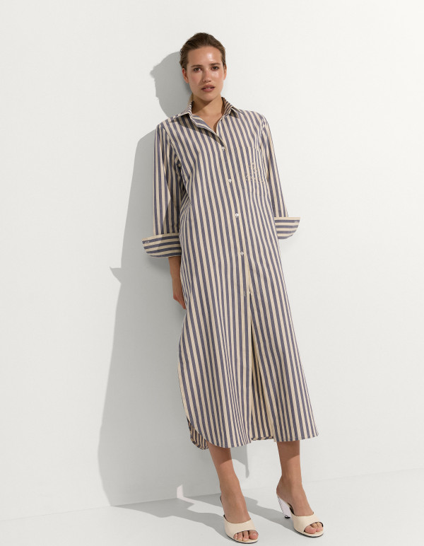 СУКНЯ-СОРОЧКА WEEKEND CLUB / Cream- Navy Cotton