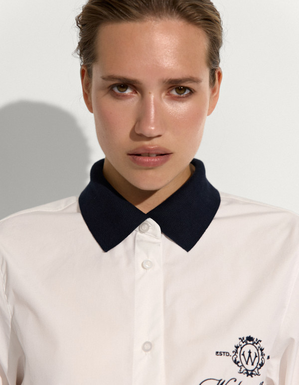 Сорочка WEEKEND CLUB з трикотажним коміром White/Navy Blue