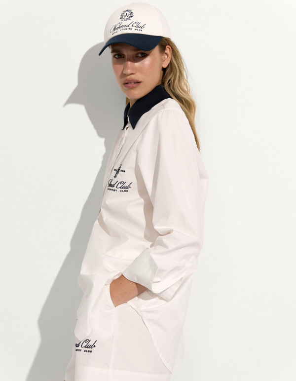 Сорочка WEEKEND CLUB з трикотажним коміром White/Navy Blue