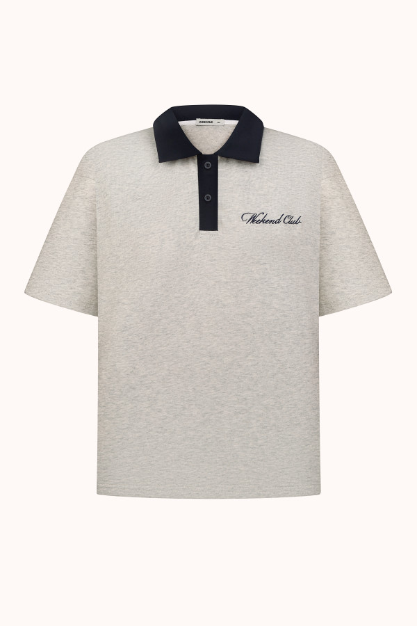 ПОЛО OVERSIZE | OATMEAL HEATHER / NAVY BLUE