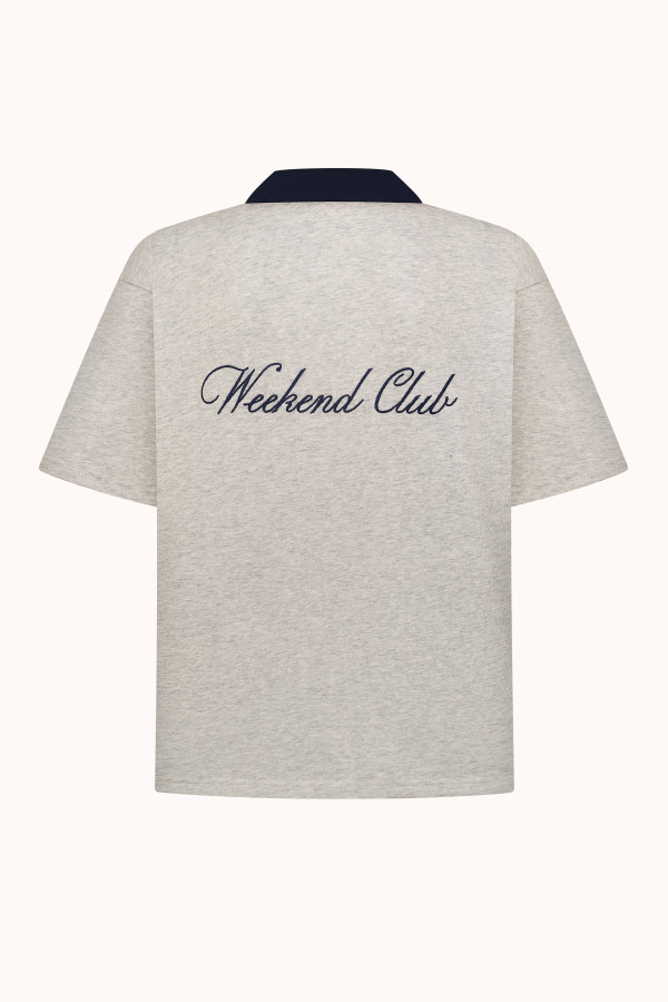 ПОЛО OVERSIZE | OATMEAL HEATHER / NAVY BLUE