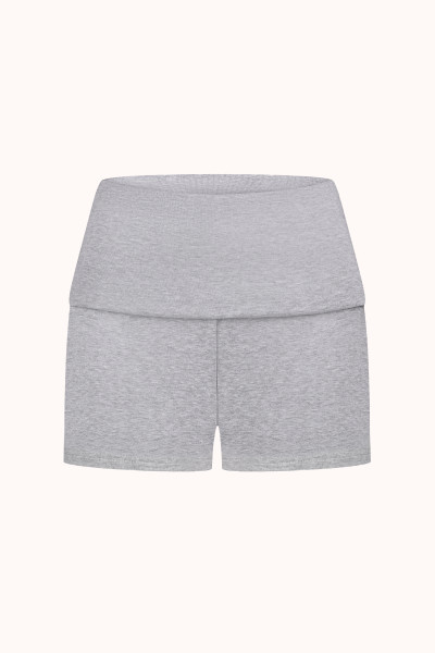 ШОРТИ ВІСКОЗНІ З ВІДВОРОТНИМ ПОЯСОМ | MID HEATHER GREY