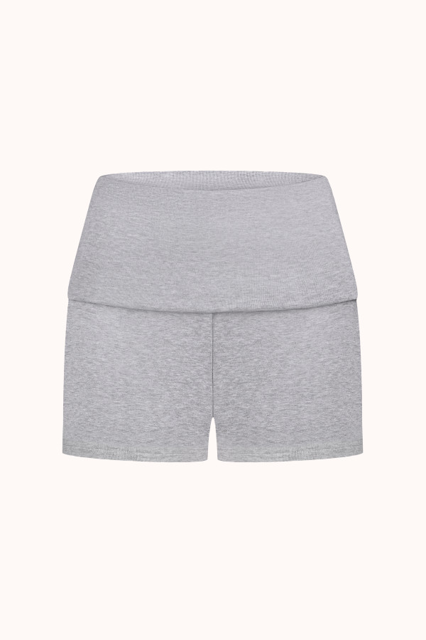 ШОРТИ ВІСКОЗНІ З ВІДВОРОТНИМ ПОЯСОМ | MID HEATHER GREY