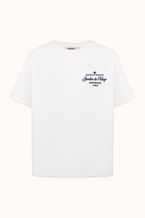 ФУТБОЛКА OVERSIZE / Jardin du Village | MILK / NAVY BLUE