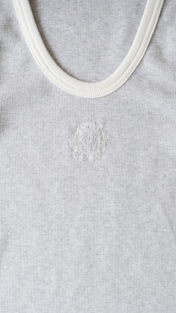 МАЙКА У РУБЧИК | LIGHT HEATHER GREY / MILK 