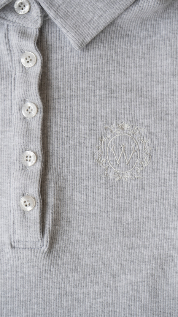 ПОЛО У РУБЧИК | LIGHT HEATHER GREY / MILK