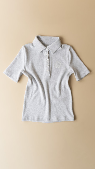 ПОЛО У РУБЧИК | LIGHT HEATHER GREY / MILK