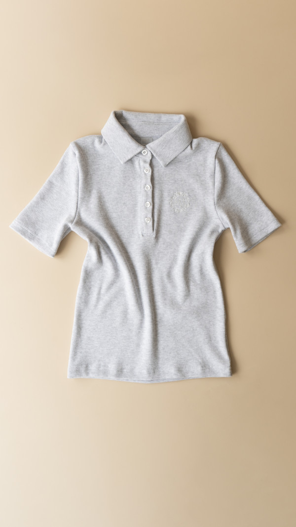 ПОЛО У РУБЧИК | LIGHT HEATHER GREY / MILK