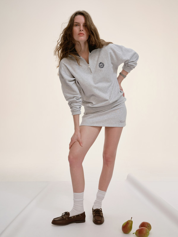 СВІТШОТ ПОЛО SLIM | LIGHT HEATHER GREY / NAVY BLUE