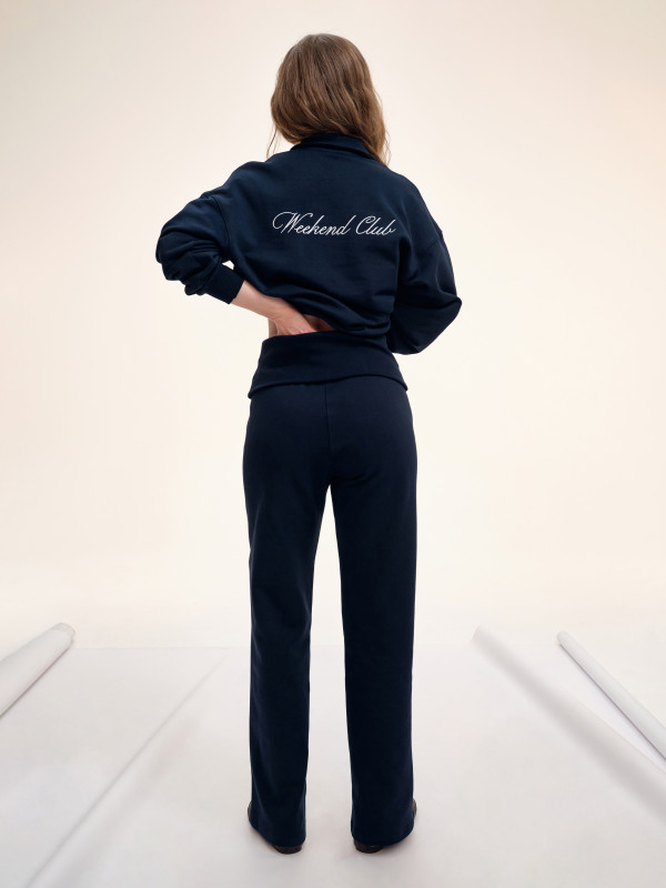 БРЮКИ З ВІДВОРОТНИМ ПОЯСОМ | NAVY BLUE / MILK