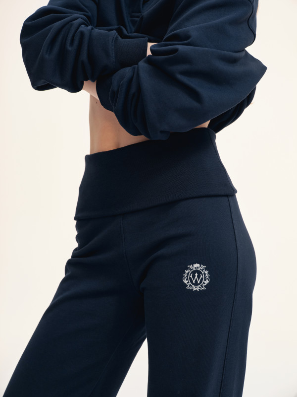 БРЮКИ З ВІДВОРОТНИМ ПОЯСОМ | NAVY BLUE / MILK