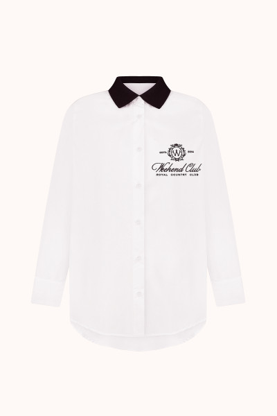 Сорочка WEEKEND CLUB з трикотажним коміром White/Navy Blue