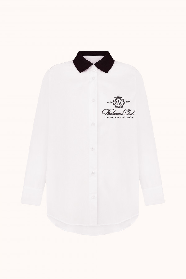 Сорочка WEEKEND CLUB з трикотажним коміром White/Navy Blue
