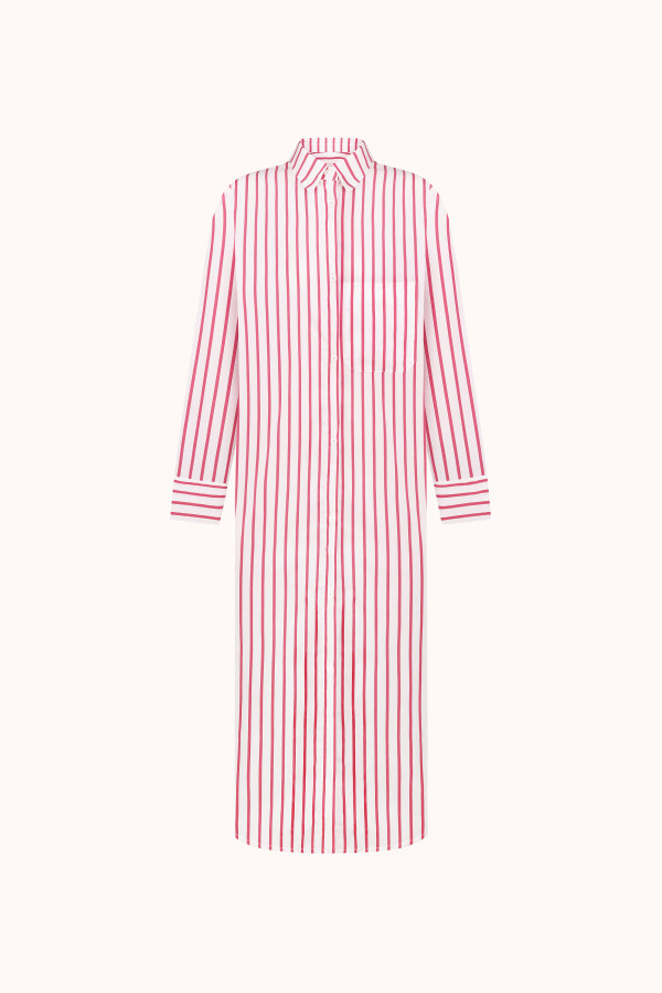 СУКНЯ СОРОЧКА КОТОНОВА | PINK / WHITE