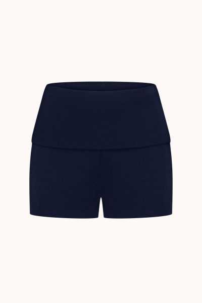 ШОРТИ ВІСКОЗНІ З ВІДВОРОТНИМ ПОЯСОМ | NAVY BLUE