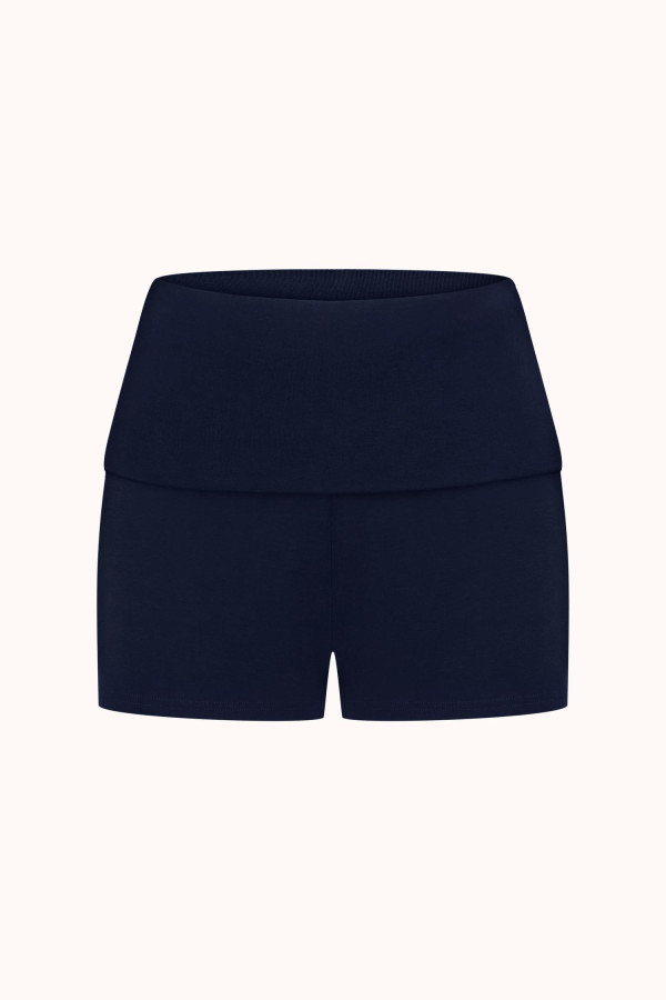 ШОРТИ ВІСКОЗНІ З ВІДВОРОТНИМ ПОЯСОМ | NAVY BLUE