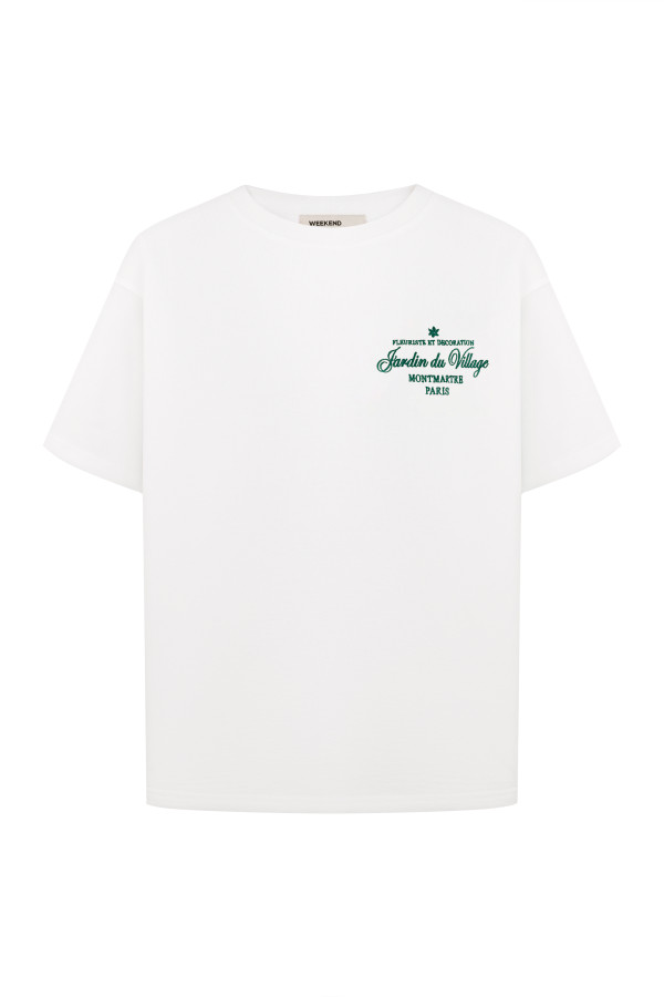ФУТБОЛКА OVERSIZE / Jardin du Village | MILK / GREEN