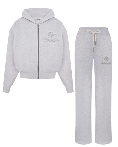 УТЕПЛЕНИЙ КОСТЮМ WEEKEND CLUB Light Heather Grey  (укорочене зіп-худі + брюки)