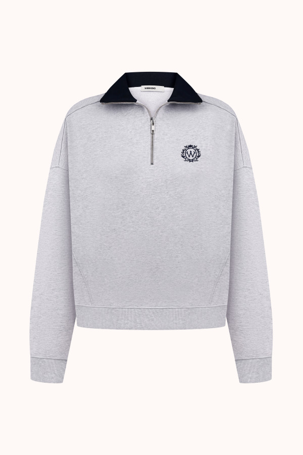 СВІТШОТ ПОЛО SLIM | LIGHT HEATHER GREY / NAVY BLUE