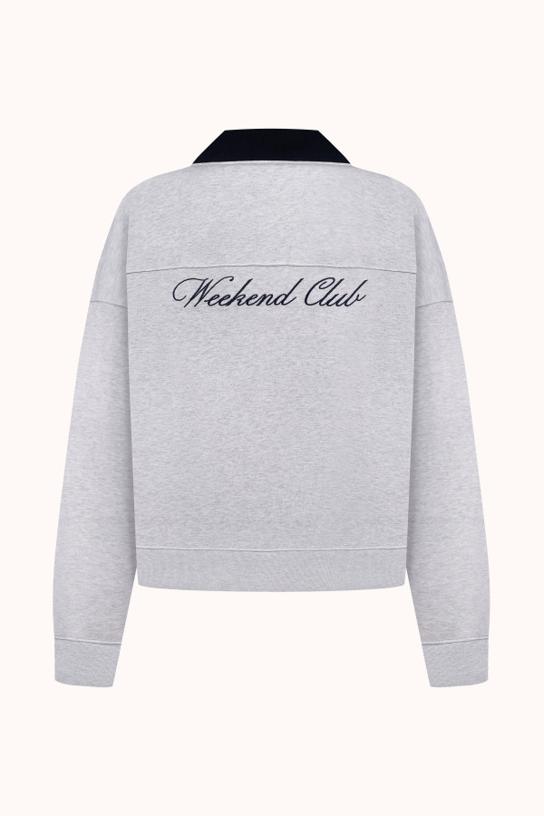 СВІТШОТ ПОЛО SLIM | LIGHT HEATHER GREY / NAVY BLUE