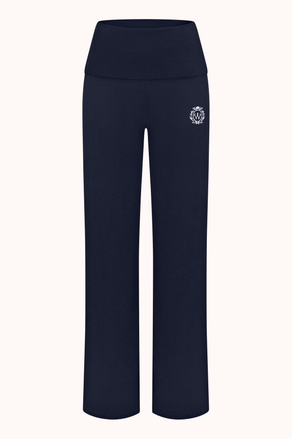 БРЮКИ З ВІДВОРОТНИМ ПОЯСОМ | NAVY BLUE / MILK