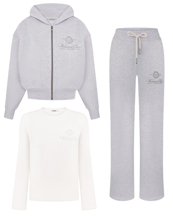 Сет WEEKEND CLUB Grey & Milk: Zip Hoodie, Pants, Longsleeve 