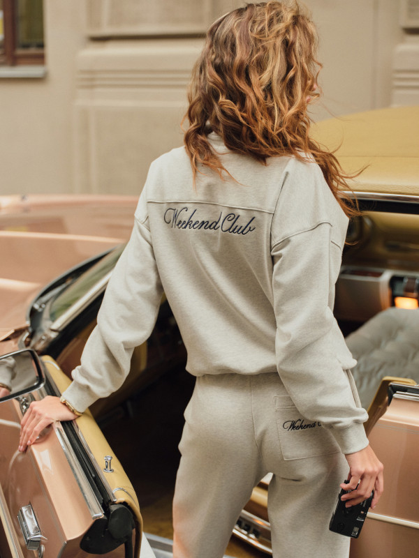 СВІТШОТ ПОЛО | OATMEAL HEATHER / NAVY BLUE
