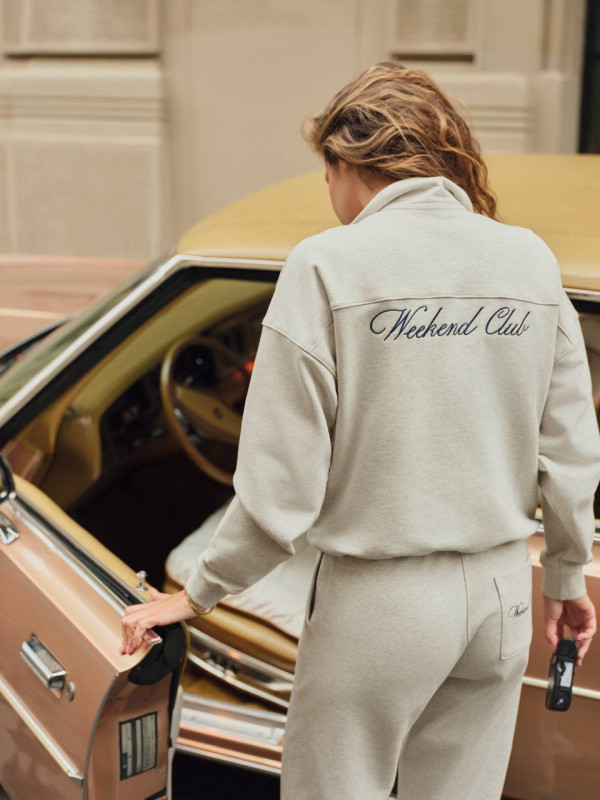 СВІТШОТ ПОЛО | OATMEAL HEATHER / NAVY BLUE