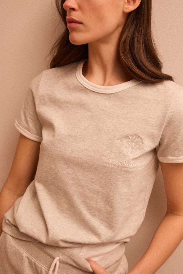 ЗІП ХУДІ WEEKEND CLUB  Oatmeal heather Stand Collar FW ’26