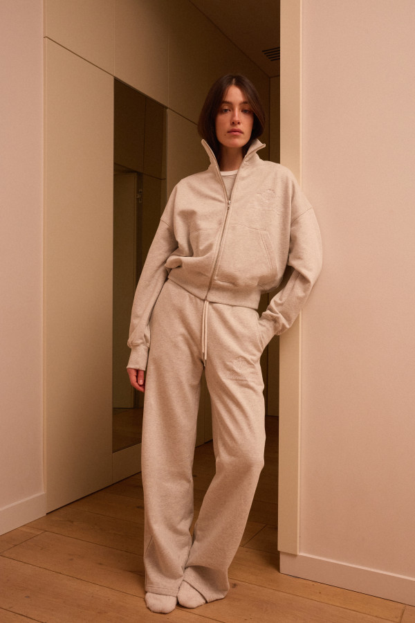 ЗІП ХУДІ WEEKEND CLUB  Oatmeal heather Stand Collar FW ’26