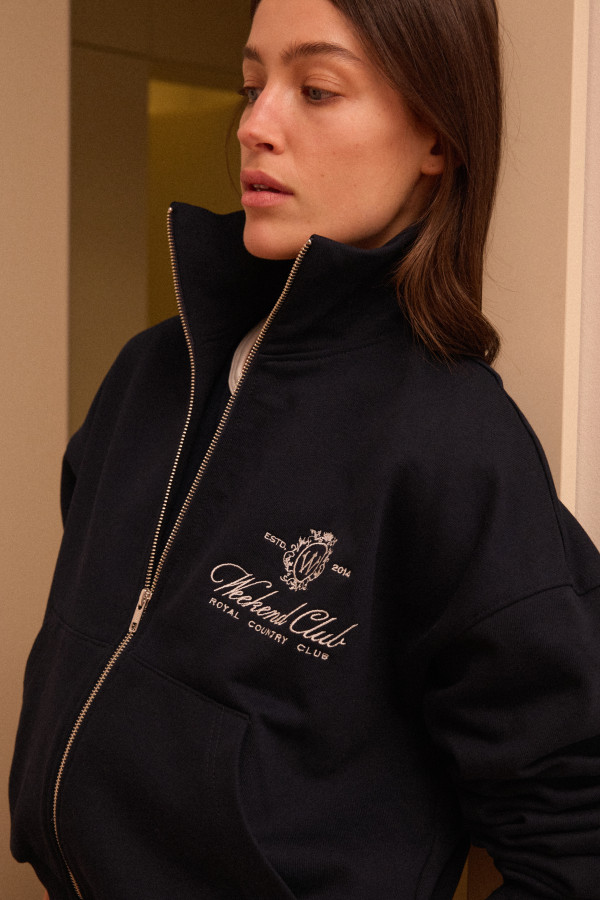 ЗІП ХУДІ WEEKEND CLUB Navy Stand Collar FW’26  