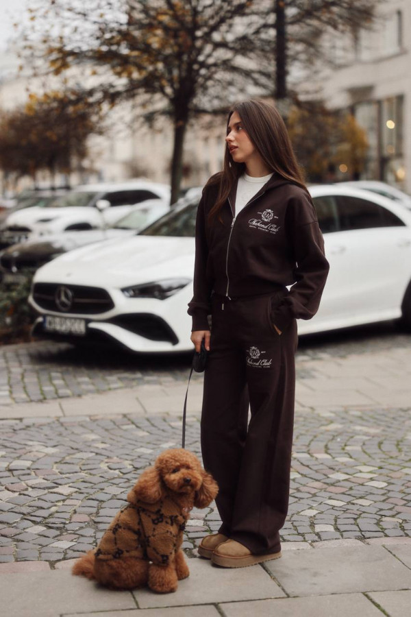 УТЕПЛЕНИЙ КОСТЮМ WEEKEND CLUB Brown  (укорочене зіп-худі + брюки)