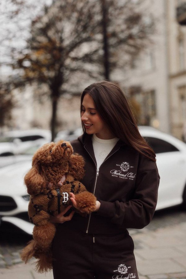 УТЕПЛЕНИЙ КОСТЮМ WEEKEND CLUB Brown  (укорочене зіп-худі + брюки)