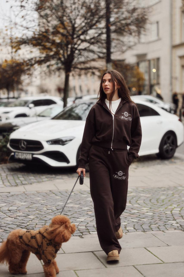 УТЕПЛЕНИЙ КОСТЮМ WEEKEND CLUB Brown  (укорочене зіп-худі + брюки)