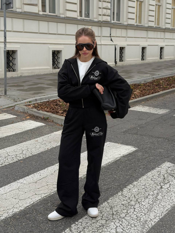 УТЕПЛЕНИЙ КОСТЮМ WEEKEND CLUB Black  (укорочене зіп-худі + брюки)