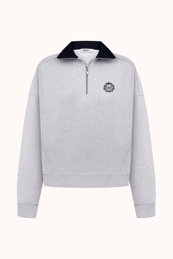 СВІТШОТ ПОЛО SLIM | LIGHT HEATHER GREY / NAVY BLUE