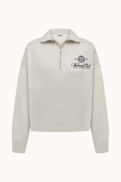 СВІТШОТ ПОЛО | OATMEAL HEATHER / NAVY BLUE