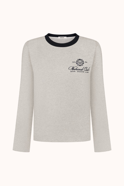 ЛОНГСЛІВ | OATMEAL HEATHER / NAVY BLUE