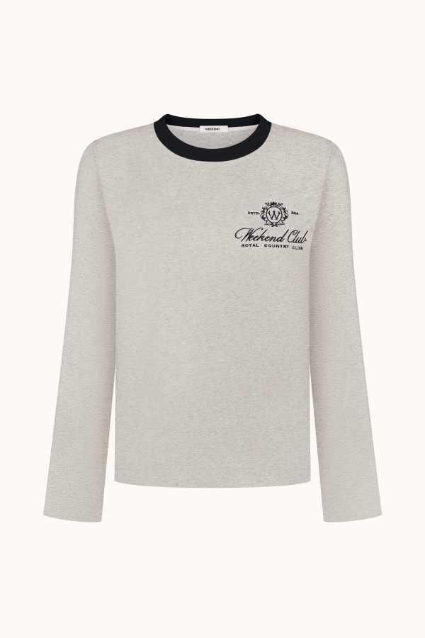ЛОНГСЛІВ | OATMEAL HEATHER / NAVY BLUE