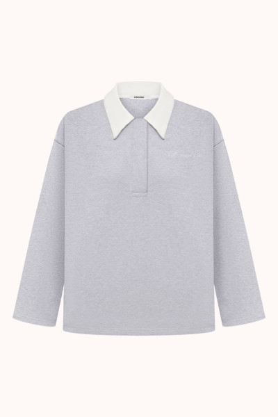 ОВЕРСАЙЗ ЛОНГСЛІВ ПОЛО | MID HEATHER GREY / MILK