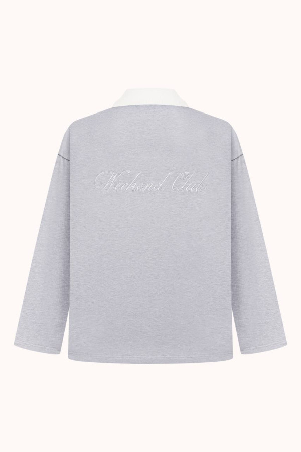 ОВЕРСАЙЗ ЛОНГСЛІВ ПОЛО | MID HEATHER GREY / MILK