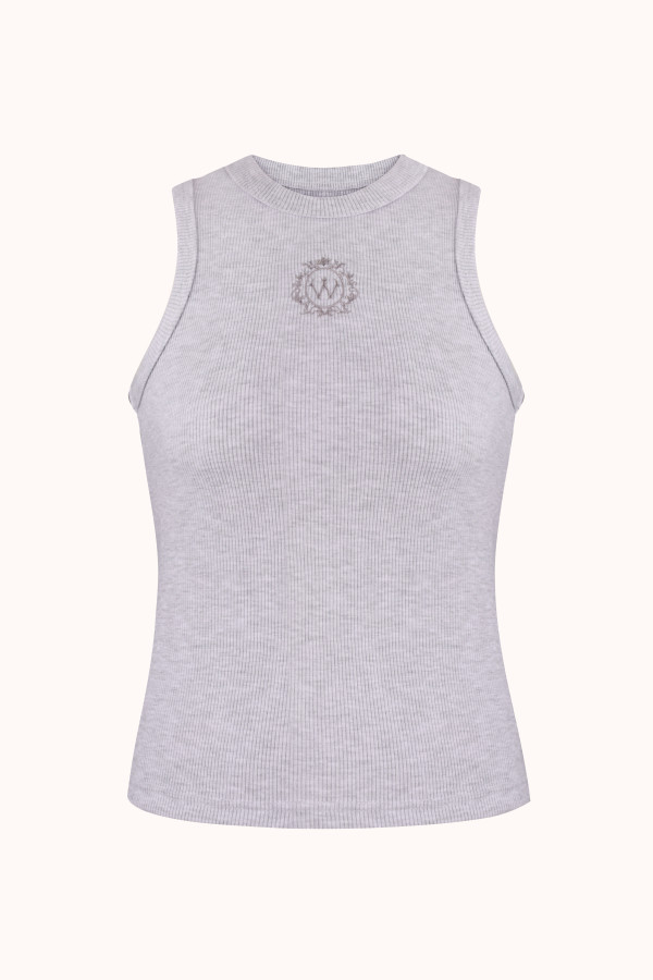 ТОП У РУБЧИК | LIGHT HEATHER GREY / GREY
